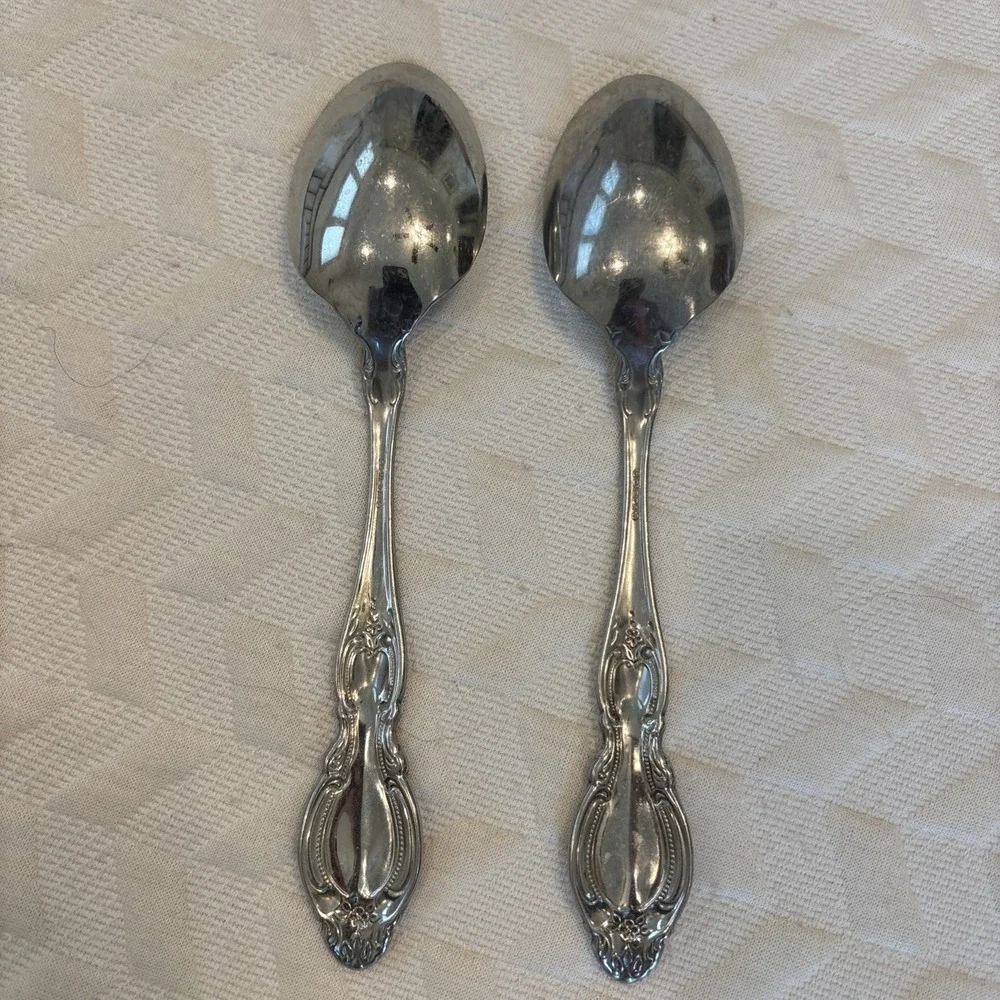 Oneida FREDERICK II 8.5 Serving Spoons (3) Stainless Heirloom Glossy Silverware